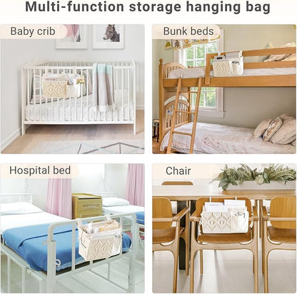 Mkono Bedside Caddy Hanging Organizer, Boho Macrame Storage - Image 4