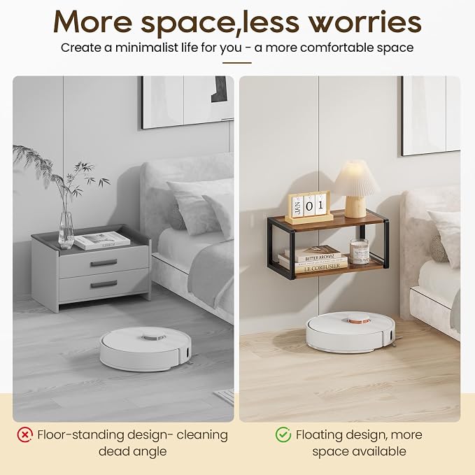 Floating Nightstand, Wood Bedside Shelf Wall Mounted Nightstand - Image 5