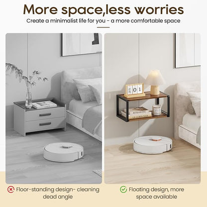 Floating Nightstand, Wood Bedside Shelf Wall Mounted Nightstand - Image 5