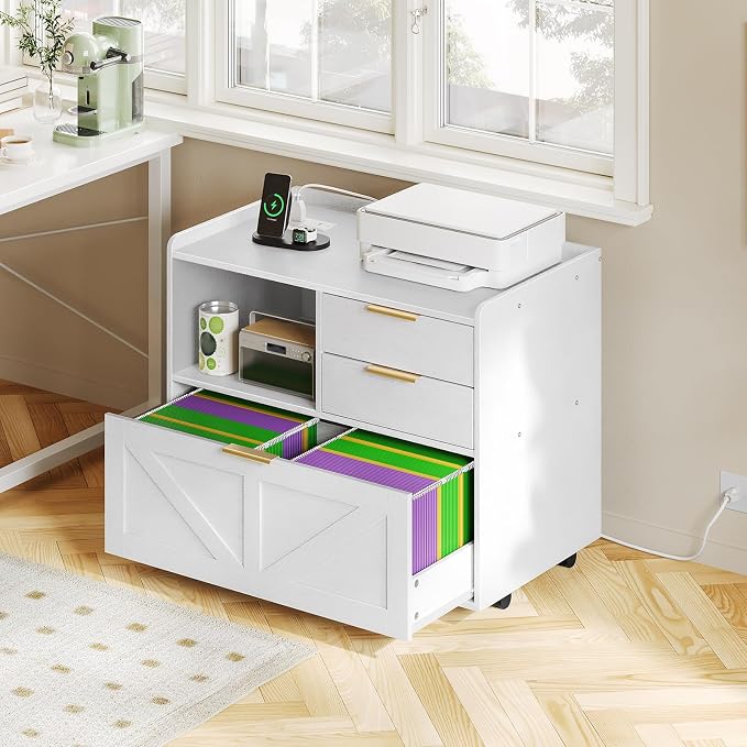 HOOBRO Lateral File Cabinet, Wooden Office Storage Drawers - Image 2