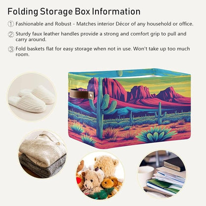 Vibrant Desert Cacti Mountain Storage Bins Box Foldable Shelf Basket - Image 5