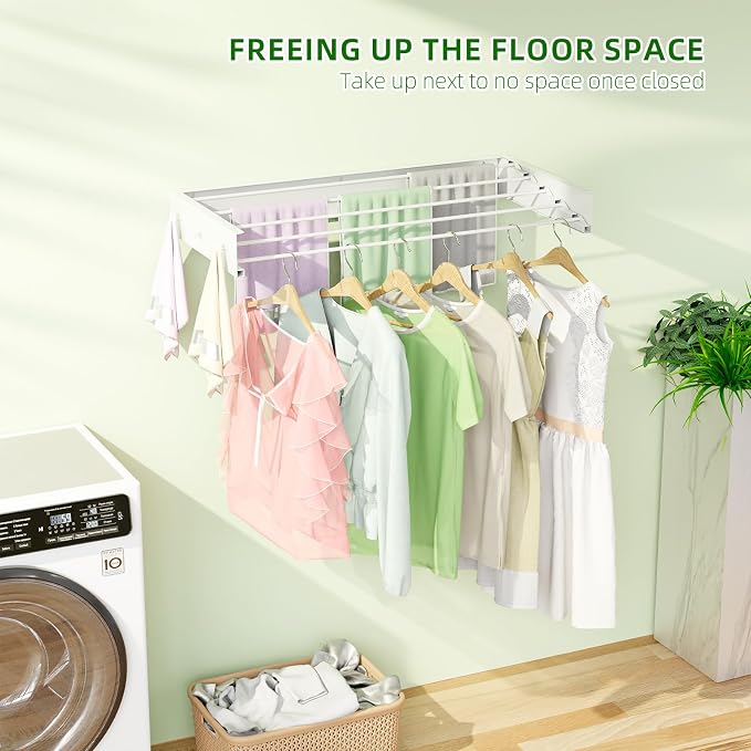 Wall Mounted Drying Rack for Laundry 31.5'', Folding Clothes Drying Rack Wall - Image 2