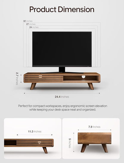 Tinamo 24" Wood Monitor Stand Riser - Image 2