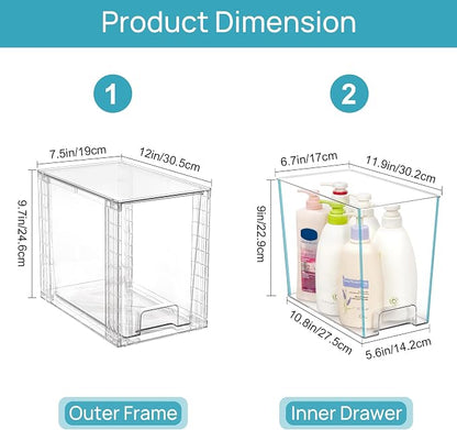 Vtopmart 2 Pack Clear Stackable Storage Drawers, 9.7" High Plastic Organizers - Image 3
