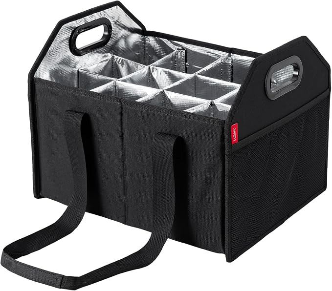 Bottle Wine Carrier Collapsible 12 Bottle Storage Box Reusable Portable Carrier by LUILANC
