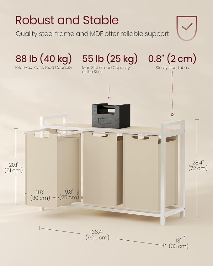 VASAGLE Laundry Hamper, Laundry Basket Sorter - Image 6
