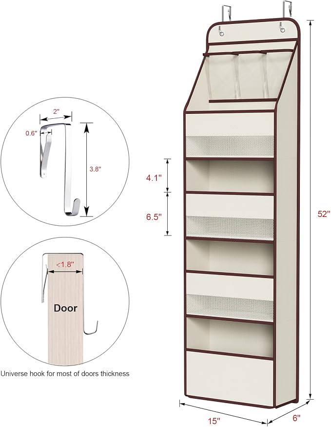 Univivi 5-Shelf Fabric Door Storage Over Door Hanging Organizer - Image 3