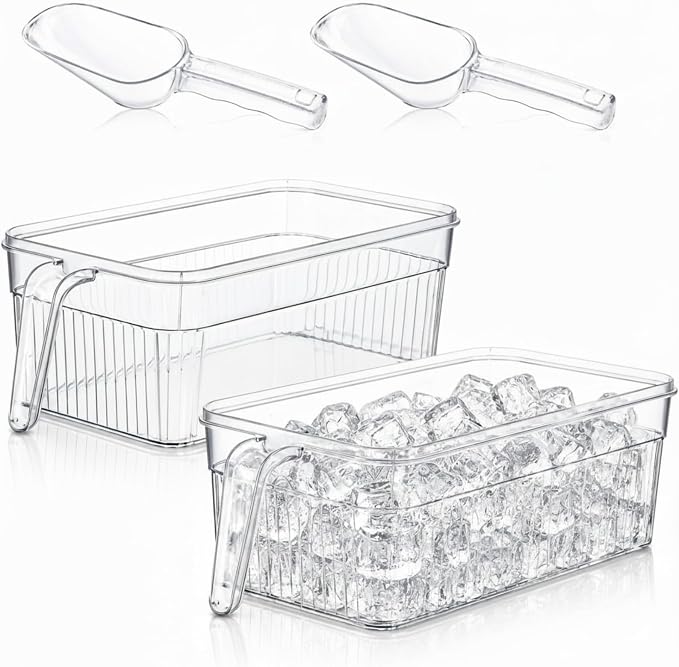 Havawish Ice Storage Bin and Flexible Scoop Set Plastic Freezer Bin by Havawish