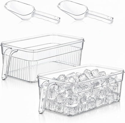Havawish Ice Storage Bin and Flexible Scoop Set Plastic Freezer Bin by Havawish
