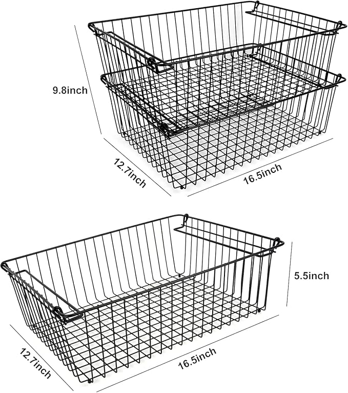 Set of 2 Stackable XXL Wire Baskets - Image 3