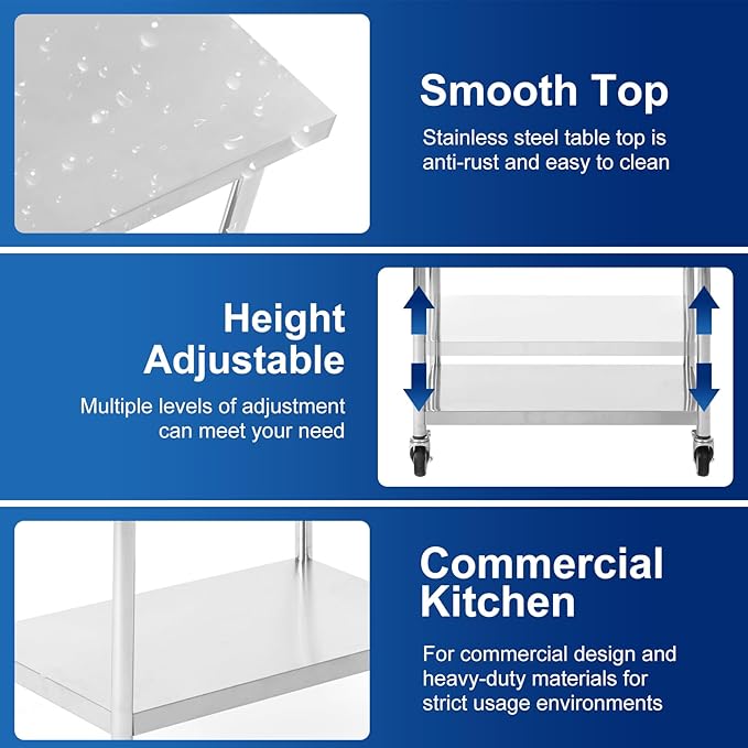 Stainless Steel Table for Prep & Work 36 x 24 Inches - Image 6