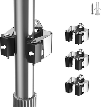 Broom Holder Wall Mount – 3 Pack Broom Rack by GARLWOLX