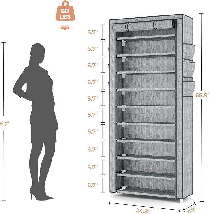 VTRIN Vertical Narrow Shoe Rack Organizer Tall Shoe Rack - Image 3