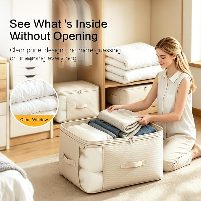 Comforter Storage Bag, Large Capacity Blanket Storage Bags 2-Layer Ultra Space - Image 6