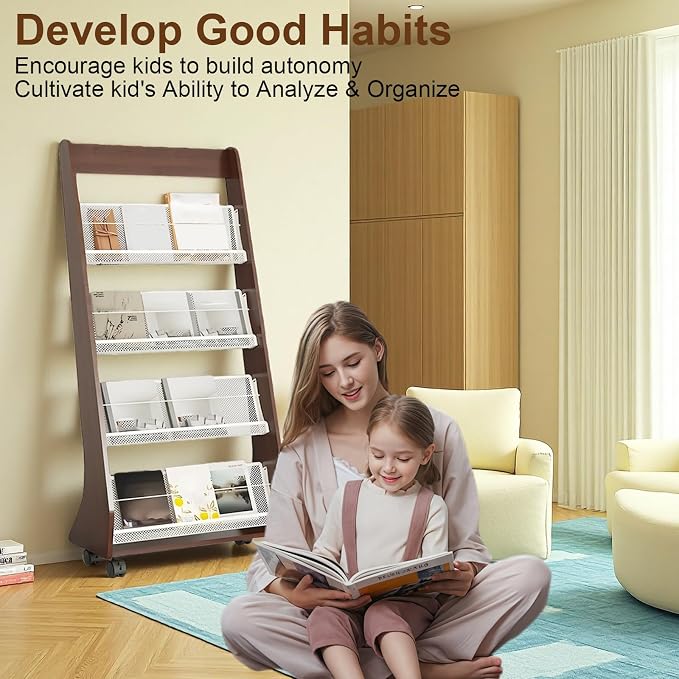 Brochure Display Rack, 4 Layer Floor-Standing Magazine Rack, Literature - Image 6