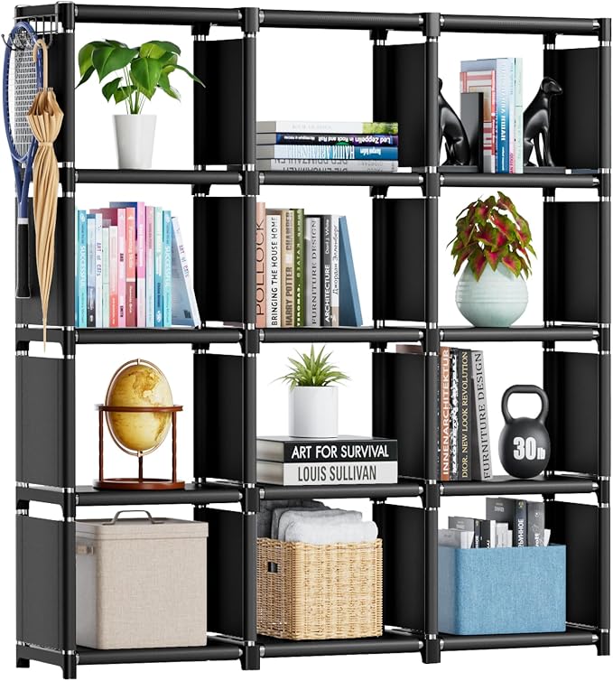 Mavivegue Book Shelf, 12 Cube Storage Organizer, DIY Bookcase, Metal Cube by Mavivegue