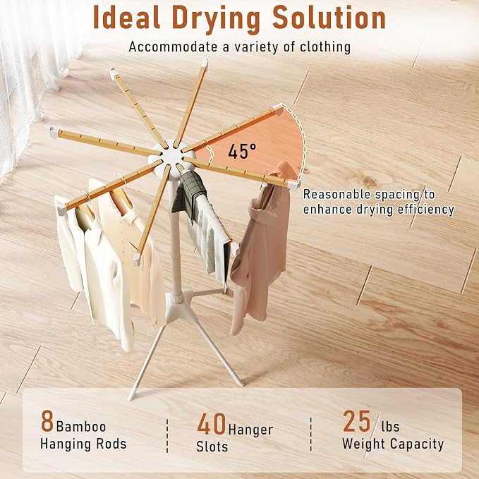 Giantex 4 Legs Clothes Drying Rack, Foldable Laundry Drying Rack - Image 3