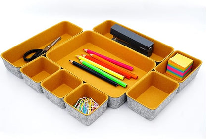 Welaxy 8-Piece Felt Drawer Organizers Curry Desk Tray Makeup Storage - Image 3