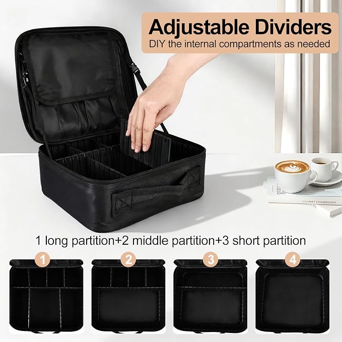 Greenfeather Travel Makeup Bag, Professional Cosmetic Train Case Organizer - Image 4
