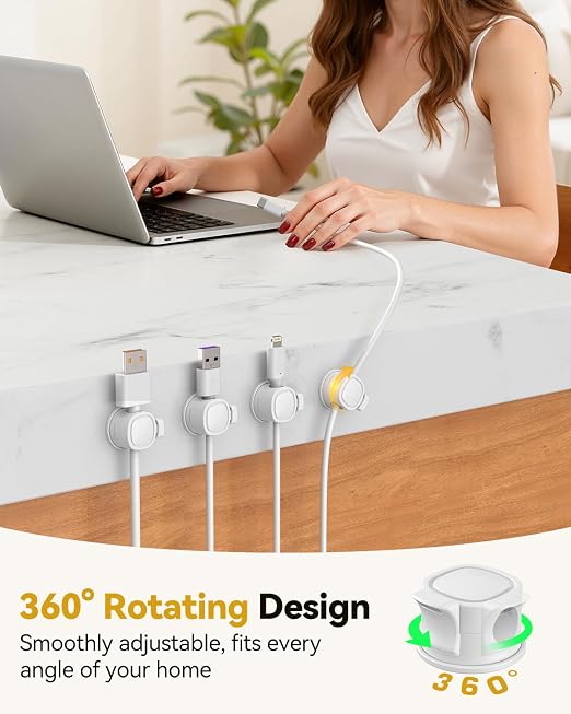 8Pack Rotatable Cord Organizer, Spring Cable Clips - Image 2