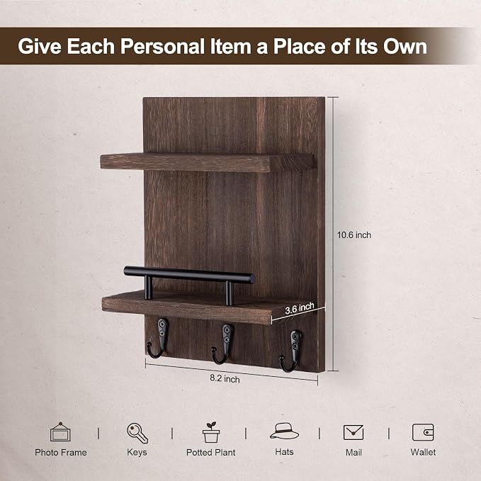 Key Holder Wall Mount, Mail Shelf Decor - Image 2