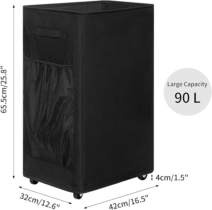 Chrislley 90L Rolling Laundry Basket Large Laundry Hamper - Image 2