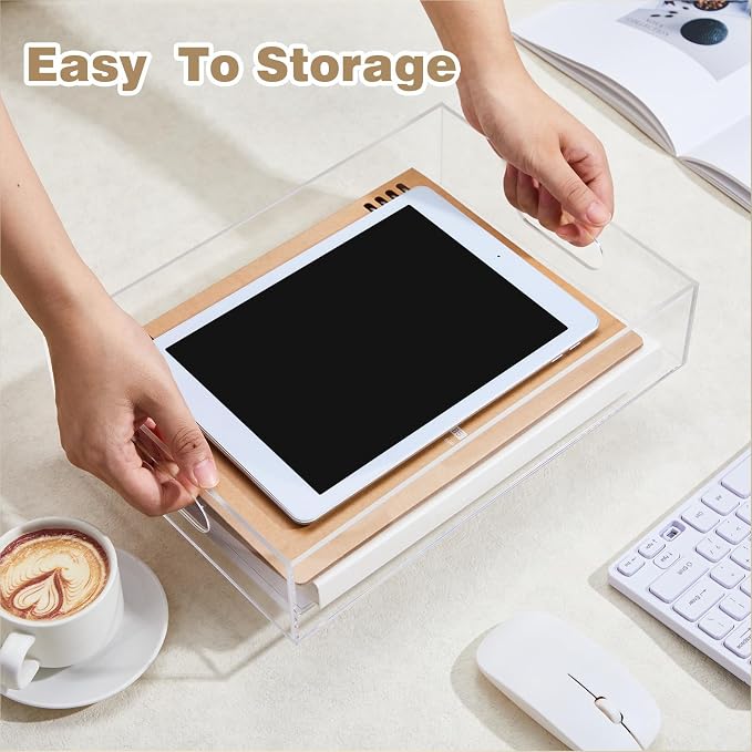 4 Pack Desk Drawer Organizer Set 3 Size Clear Acrylic Drawer Organizer Trays - Image 4