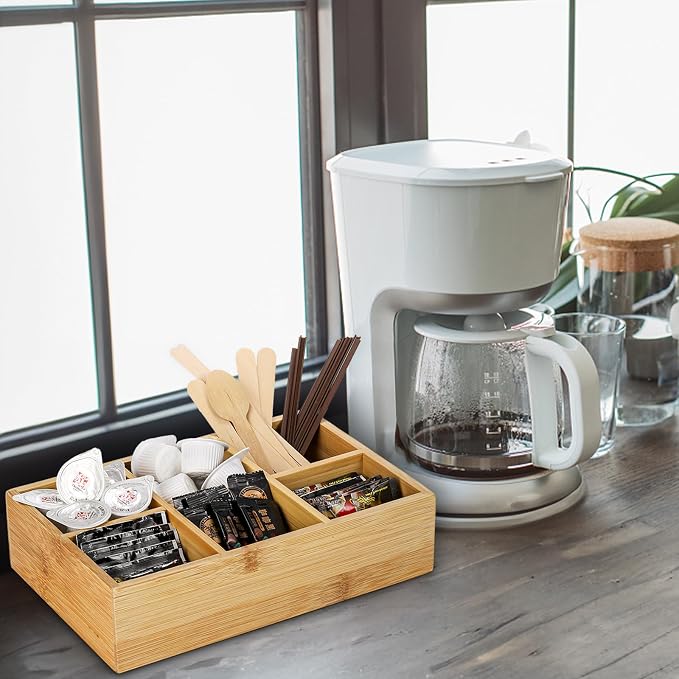Dicunoy 2 Pack Bamboo Tea Bag Organizers, Wood Tea Bag Storage - Image 6