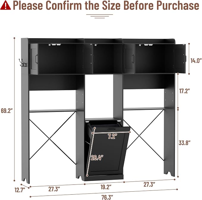 Over The Washer and Dryer Storage Cabinet, Laundry Room Organizer Standing Shelf - Image 2