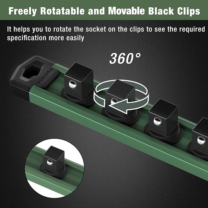 WORKPRO Magnetic Socket Organizer, 1/2-Inch Drive Aluminum Alloy Socket Rail - Image 4