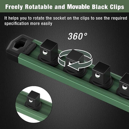 WORKPRO Magnetic Socket Organizer, 3/8-Inch Drive Aluminum Alloy Sockets Rail - Image 4