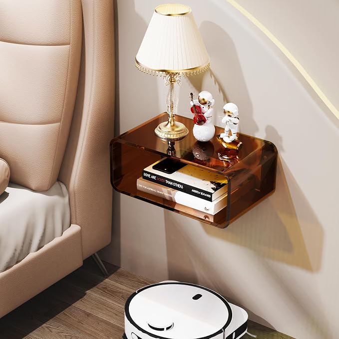 Acrylic Floating Nightstand, Bedside Table, Nightstand Shelf Wall Mounted - Image 4