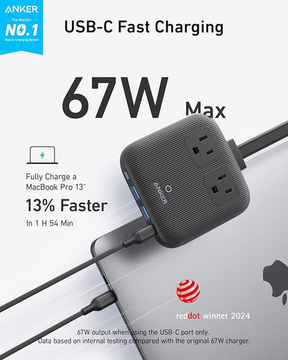 Anker Travel Power Strip, Anker Nano 67W Max 6-in-1 USB C Charger, 2 USB C | 2 - Image 2