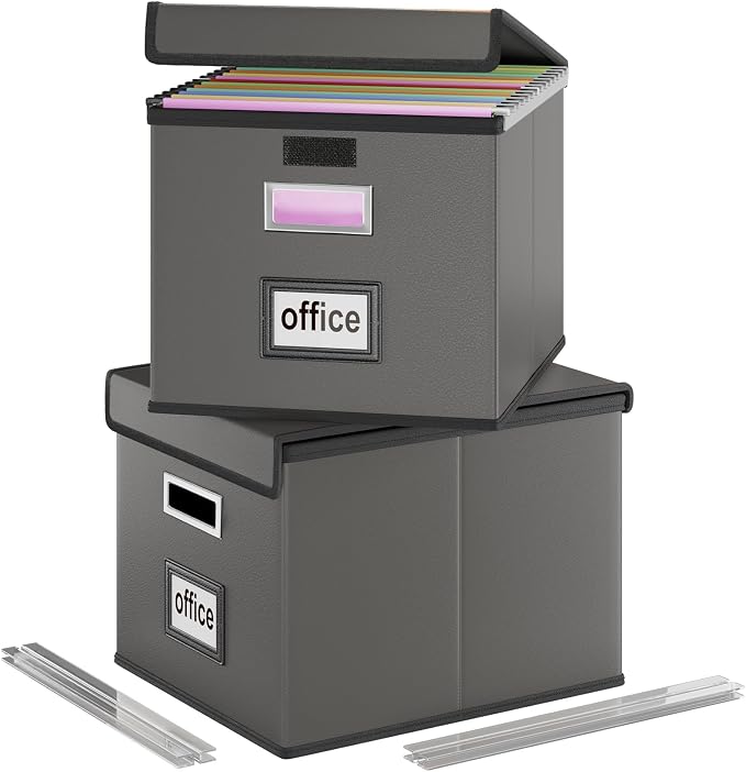 File Organizer Box with Lids, Collapsible File Folder Organizer | File Box with by Huolewa