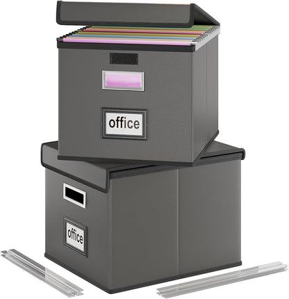 File Organizer Box with Lids, Collapsible File Folder Organizer | File Box with by Huolewa