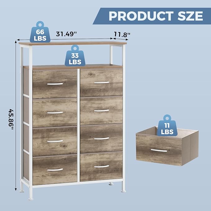 DUMOS 8 Drawers Fabric Dresser - Image 2