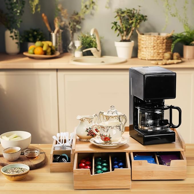SOUJOY Bamboo Drawer Organizer for Coffee Pod, K Cup Organizer for Counter - Image 2