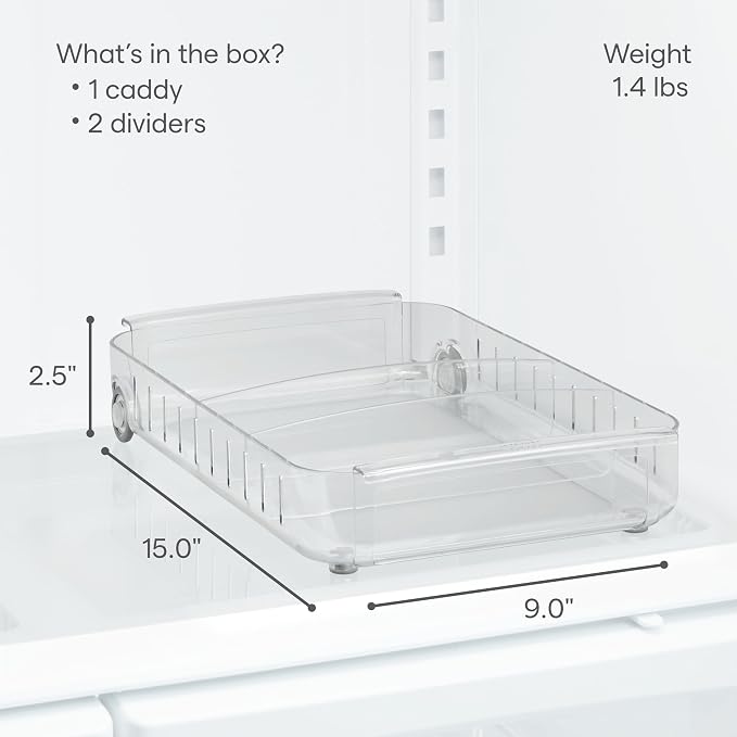 YouCopia RollOut Fridge Caddy BPA-Free Clear Rolling Refrigerator Organizer Bin - Image 4
