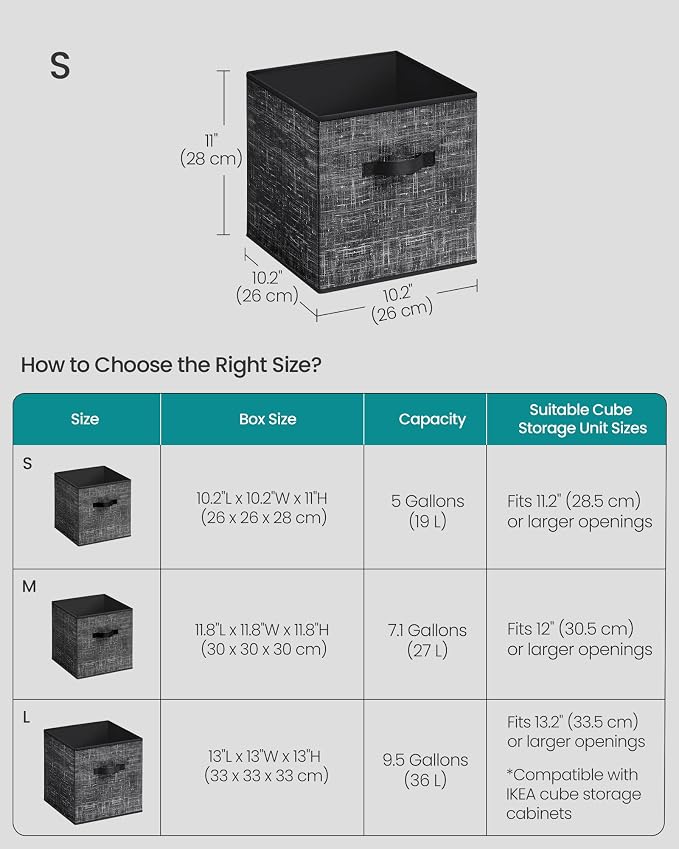 SONGMICS Storage Cubes, 10.2 x 10.2 x 11 Inches Non-Woven Fabric Bins - Image 5