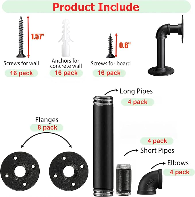 Industrial L Pipe Shelf Brackets - Image 7