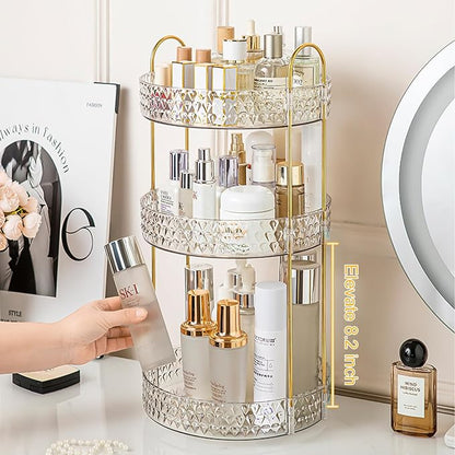 Rotating Makeup Organizer for Vanity, 3 Tier Perfume Skincare Storage for Women - Image 3