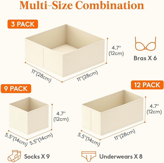 Lifewit 24 Pack Drawer Organizer, Dresser Underwear Drawer Organizer Bins - Image 2