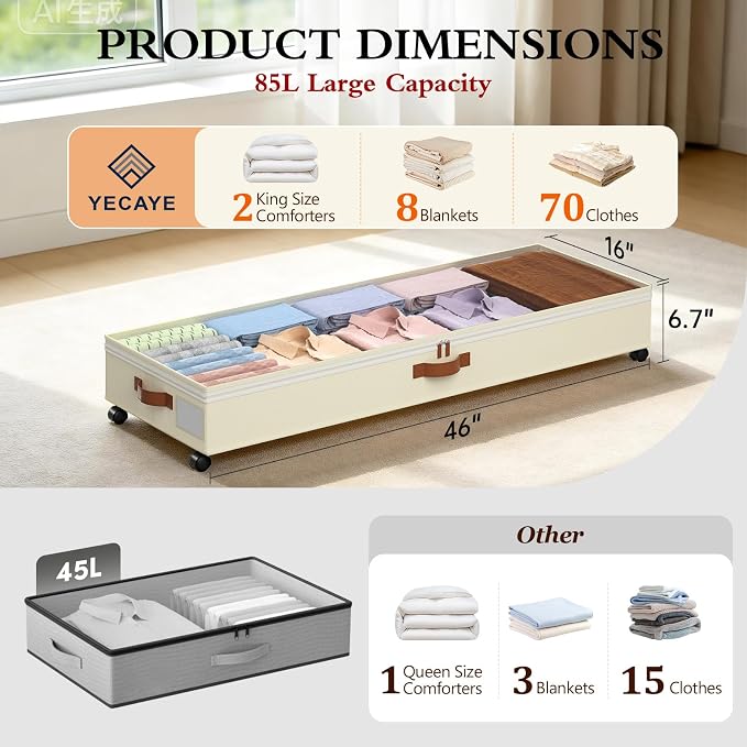 Yecaye 85 L Under Bed Storage - Image 2