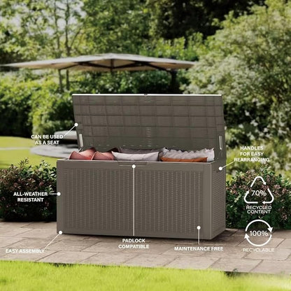 TARKARI 100 Gallon Lockable Resin Deck Box, Waterproof & UV-Resistant Outdoor - Image 6