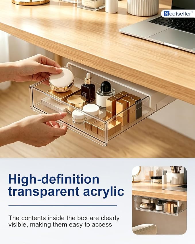Clear Storage Drawer – 25° Tilted Front, Self-Adhesive Organizer - Image 3