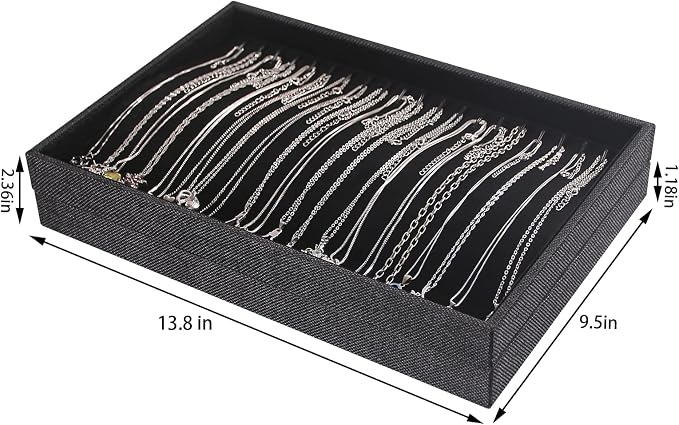 Julysky 2 Pcs/set Stackable Jewelry Organizer Trays，Necklace Tray+Necklace Tray - Image 3