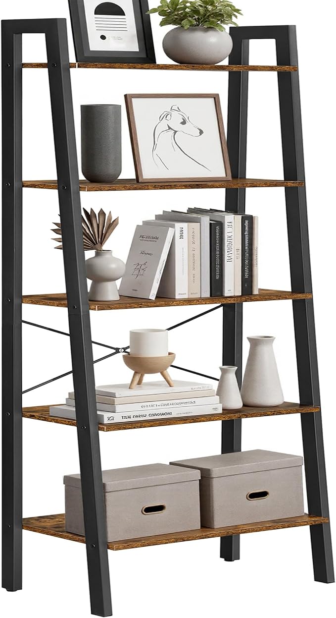 VASAGLE Ladder Shelf, 5-Tier Bookshelf, Storage Rack, Bookcase by VASAGLEbySONGMICSHOME