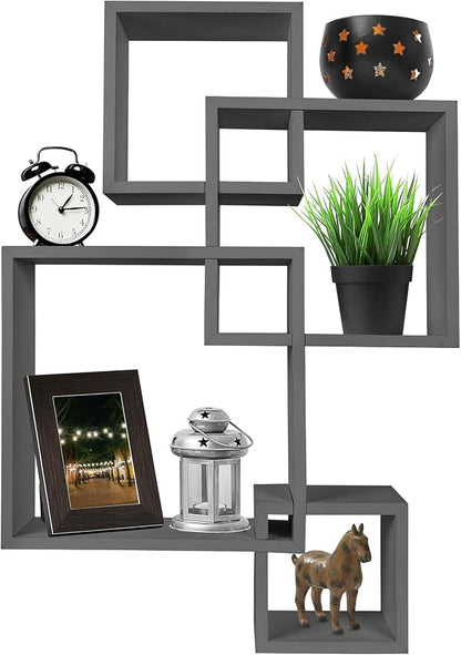 Greenco Gray Floating Cube Shelves by Greenco