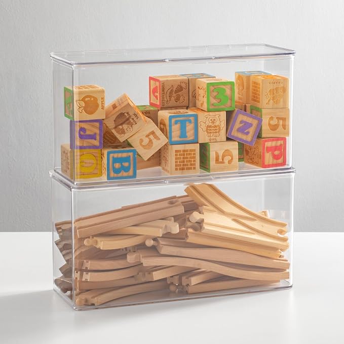 mDesign Plastic Stackable Playroom/Gaming Storage Organizer Bin Box - Image 3