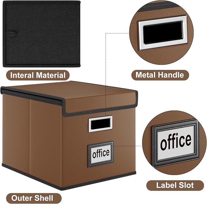File Organizer Box with Lids, Collapsible File Folder Organizer | File Box with - Image 4
